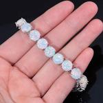 Rhodium-Plated White Fire Opal Bracelet for Women