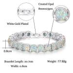 Rhodium-Plated White Fire Opal Bracelet for Women