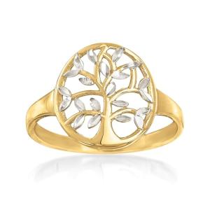 14kt Two-Tone Gold Tree of Life Ring, Size 8