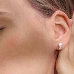 18K White Gold Plated Pearl and Diamond Studs