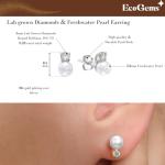 18K White Gold Plated Pearl and Diamond Studs