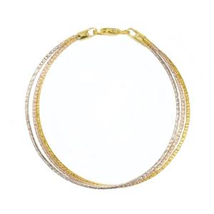 Tri-Color 925 Silver Stackable Bracelet for Women