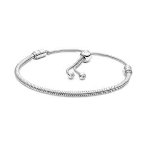 PANDORA Sterling Silver Snake Chain Charm Bracelet