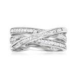 Diamond Crisscross Ring in Sterling Silver, Size 7