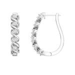 Lab Diamond Sterling Silver Twist Hoop Earrings