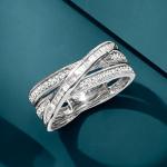 Diamond Crisscross Ring in Sterling Silver, Size 7