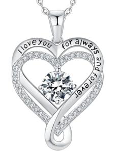 Diamond Birthstone Infinity Heart Necklace for Her