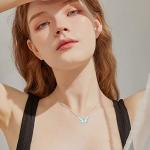 Dainty Opal Butterfly Necklace in Sterling Silver