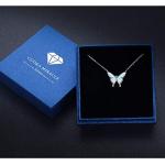 Dainty Opal Butterfly Necklace in Sterling Silver
