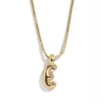 Gold-Plated Mini Bubble Initial Necklace - Letter E