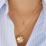 Gold-Plated Mini Bubble Initial Necklace - Letter E