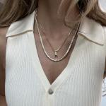 Gold-Plated Mini Bubble Initial Necklace - Letter E