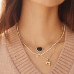 Gold-Plated Mini Bubble Initial Necklace - Letter E