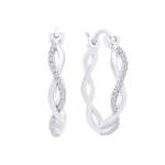 Twisted Diamond Hoop Earrings in 14K White Gold