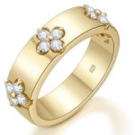 Clover Moissanite Ring for Women in Gold and Silver
