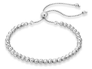 Miabella 925 Silver Adjustable Bolo Bead Bracelet