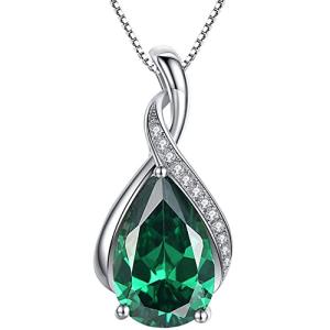 MABELLA Sterling Silver Emerald Pendant Necklace