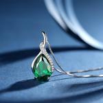 MABELLA Sterling Silver Emerald Pendant Necklace