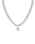 Rhodium Plated Pear Tennis Necklace for Women