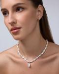 Rhodium Plated Pear Tennis Necklace for Women