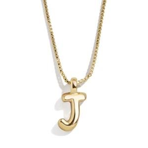 Gold-Plated Initial Necklace - Letter J Pendant