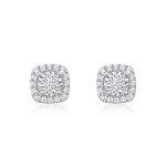 Square Halo Lab Grown Diamond Stud Earrings