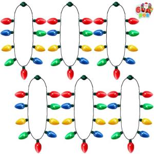 12-Pack LED Light Up Christmas Bulb Necklaces