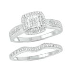 1/5 CT Diamond Wedding Ring Set in Silver
