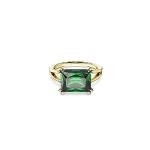 Swarovski Green Rectangular Cocktail Ring, Size 7
