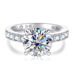14K White Gold Moissanite Engagement Ring 4.3ct