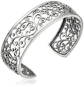 Sterling Silver Oxidized Filigree Cuff Bracelet