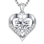 Moissanite Heart Necklace with 'I LOVE YOU' Engraving