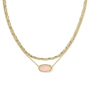 Kendra Scott Elisa Rose Quartz Multi Strand Necklace
