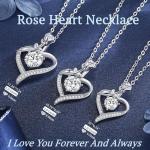 Rose Heart Moissanite Pendant Necklace for Her