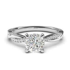 14k White Gold Petite Twisted Vine Moissanite Ring