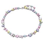 Swarovski Multicolored Gem Necklace with Rhodium Finish