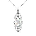 Irish Celtic Knot Opal Pendant Necklace in Silver