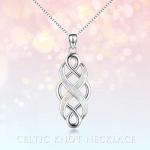 Irish Celtic Knot Opal Pendant Necklace in Silver