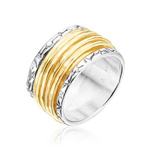 Sterling Silver Spinner Ring with Gold Accents