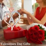 Rose Heart Initial A Necklace for Women