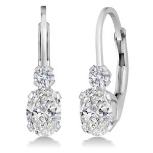 14K White Gold Lab Grown Diamond Leverback Earrings