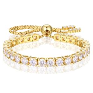 Adjustable Moissanite Tennis Bracelet in Yellow Gold