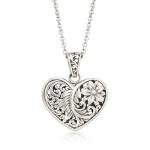 Sterling Silver Bali Heart Pendant Necklace 20