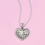 Sterling Silver Bali Heart Pendant Necklace 20
