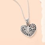 Sterling Silver Bali Heart Pendant Necklace 20
