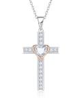 Birthstone Cross Necklace in Sterling Silver