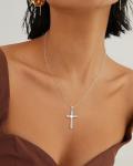 Birthstone Cross Necklace in Sterling Silver