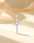 Birthstone Cross Necklace in Sterling Silver