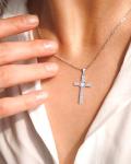 Birthstone Cross Necklace in Sterling Silver