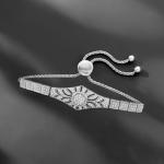 Floral Diamond Bolo Bracelet in Sterling Silver